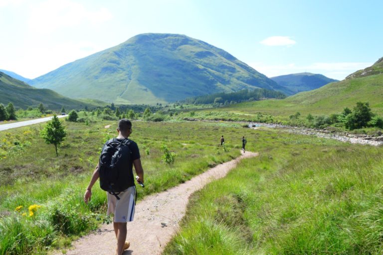 Walking along the trails of Glen Coe Scotland