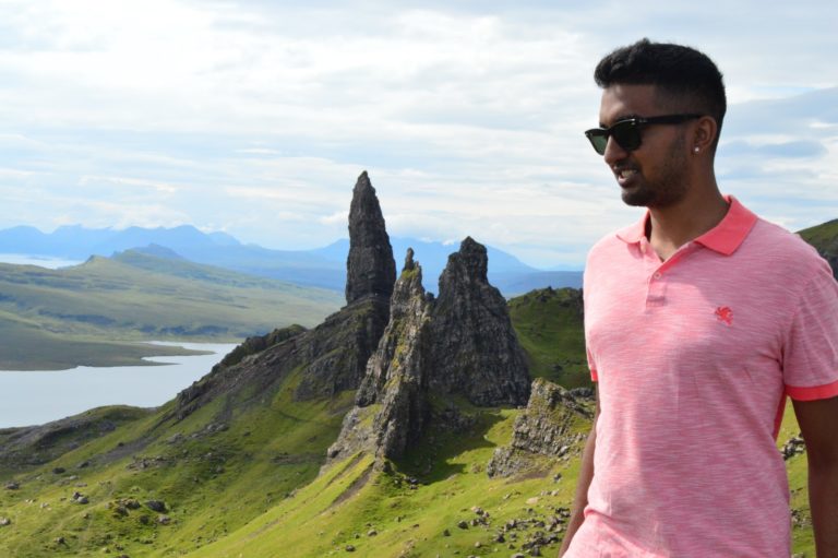 Myself and the famous three pronged rock of Old Man of Storr