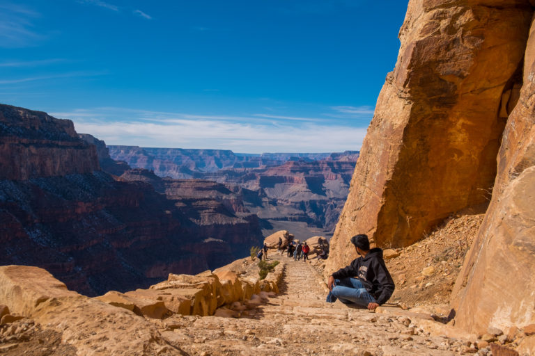 Nishil looking at the Grand Canyon on Kaibab Trail