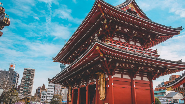 Sensoji Temple with backdrop of Tokyo