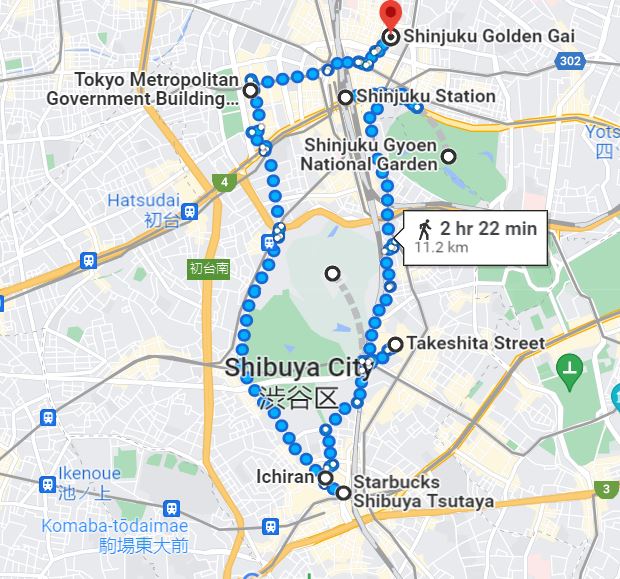 Tokyo Day 1 Walking Map