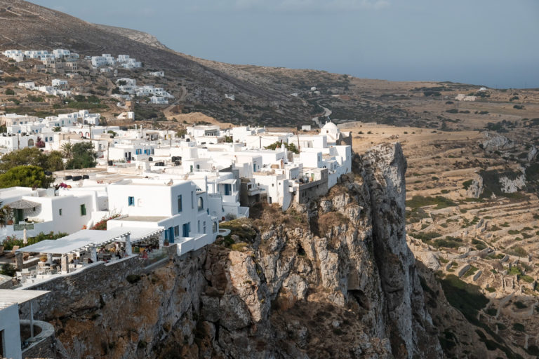 White building sit cliffside on Folegandros Isan